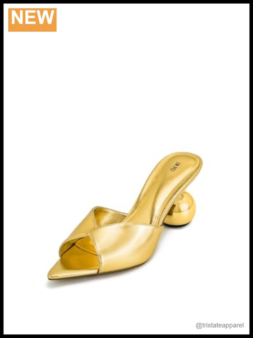 Faux Leather Pointed Toe Sphere Heel Mules Slip On Backless